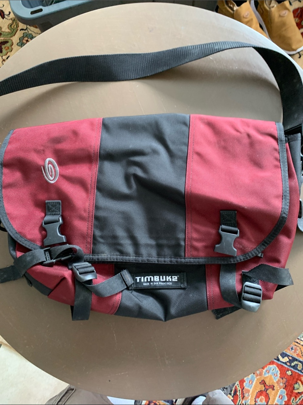 Timbuk2 Messenger Bag Red/Black Ballistic Nylon Padded Laptop Sleeve Commuter